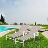 Outdoor Patio Lounge Chair Set of 2, Aluminum Chaise Lounge Outdoor with 5 Adjustable