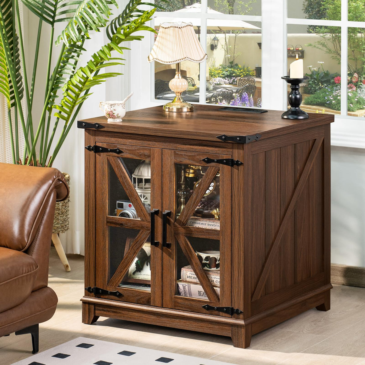 Farmhouse End Table,24" Large Sofa Side Table