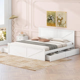 King Size Wooden Platform Bed White