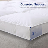 3 Inch White Goose Feather Mattress Topper,Full Feather Bed Topper,Mattress Cover with Straps,