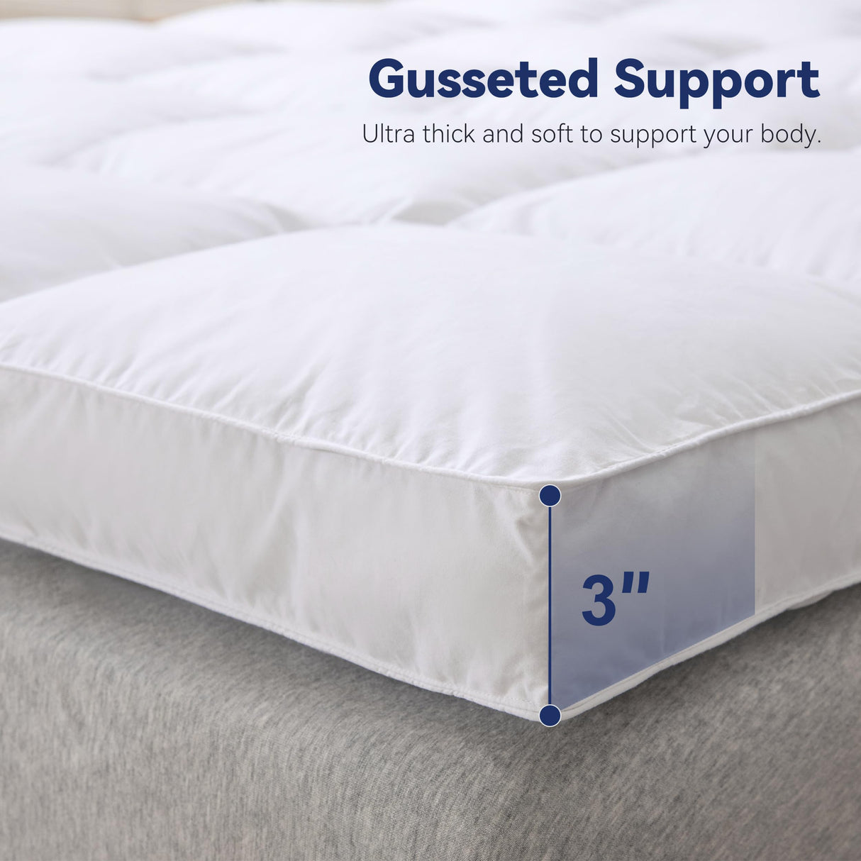 3 Inch White Goose Feather Mattress Topper,King Feather Bed Topper