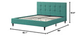 Modern Platform Bedframe With Wooden Slats, King Size, With Square Stitching Tufted