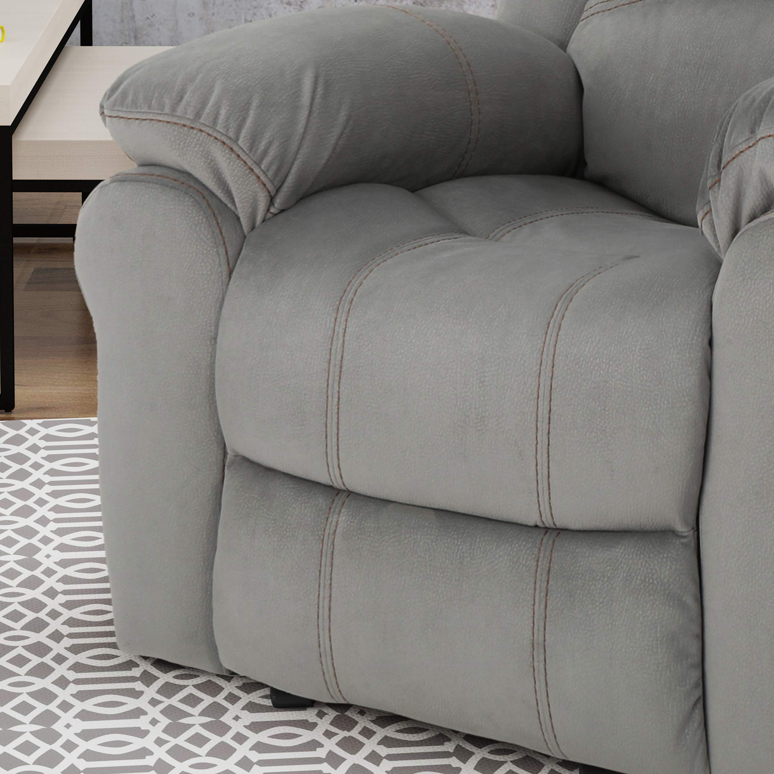 CloudHug Oversized Grey Microfiber Recliner Chair with Plush Cushioning