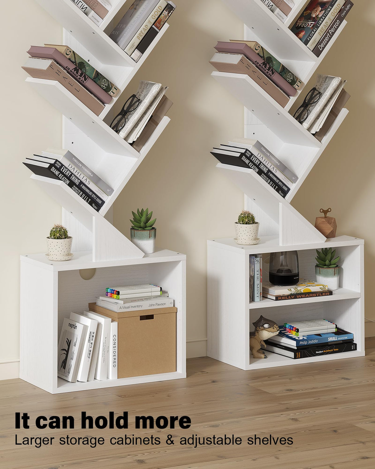 SUNMORY Tree Bookshelf, Brown and White