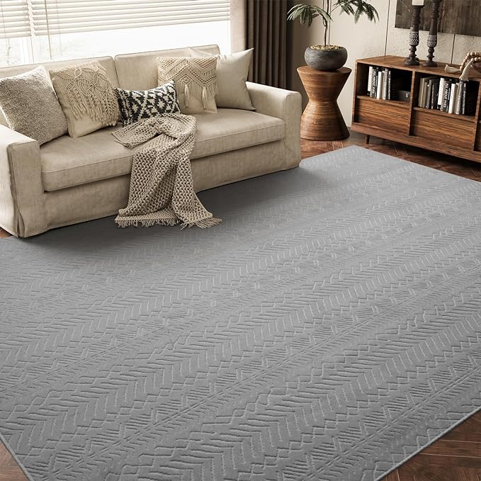 Washable Area Rugs 5x7-Boho Beige Rugs for Living Room Machine Washable-3D Rugs