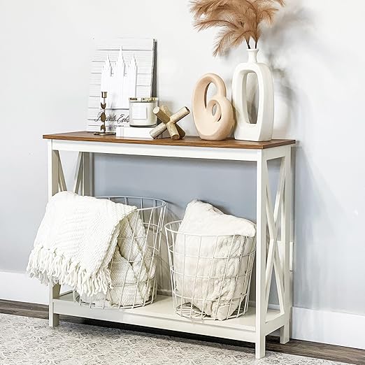 End Table Living Room Set of 2 - Farmhouse Bed Side Table Nightstands for Bedroom