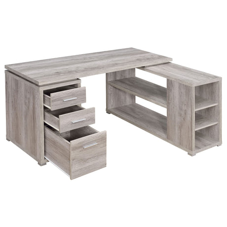 Yvette L-Shape Grey Driftwood Office Desk (801516)