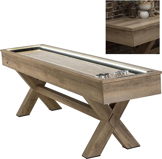 LED Shuffleboard with Buffet Top - Modern Style - Light Up LED Rails - Buffet Top