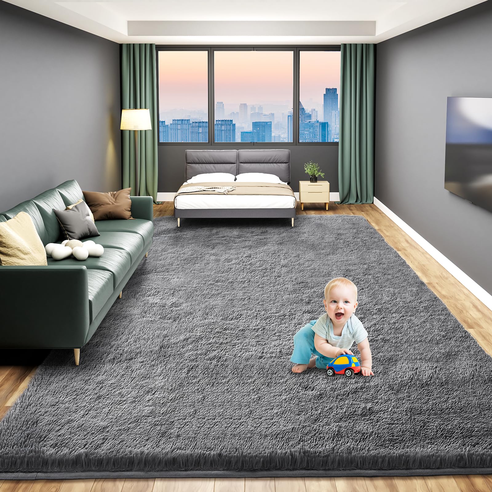 8x10 Area Rugs for Living Room, Luxury Fluffy Shag Fuzzy Plush Soft Modern Area Rugs