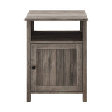 Walker Edison Modern Farmhouse Grooved Door Wood Side Accent Table Living Room Storage Small End Table With Cabinet Door, 18 Inch, Grey Wash