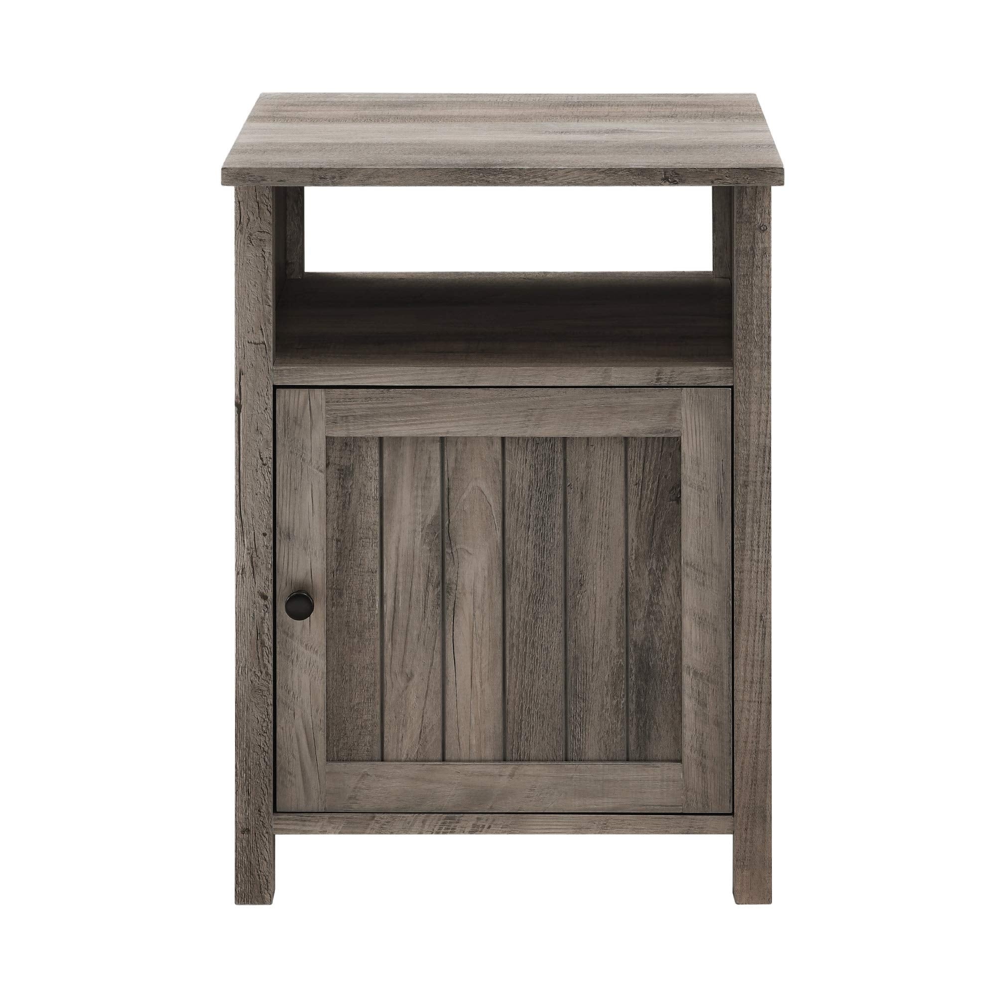 Modern Farmhouse Grooved Door Wood Side Accent Table