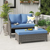 2-Piece Outdoor Patio Furniture Wicker Love-seat and Coffee Table Set