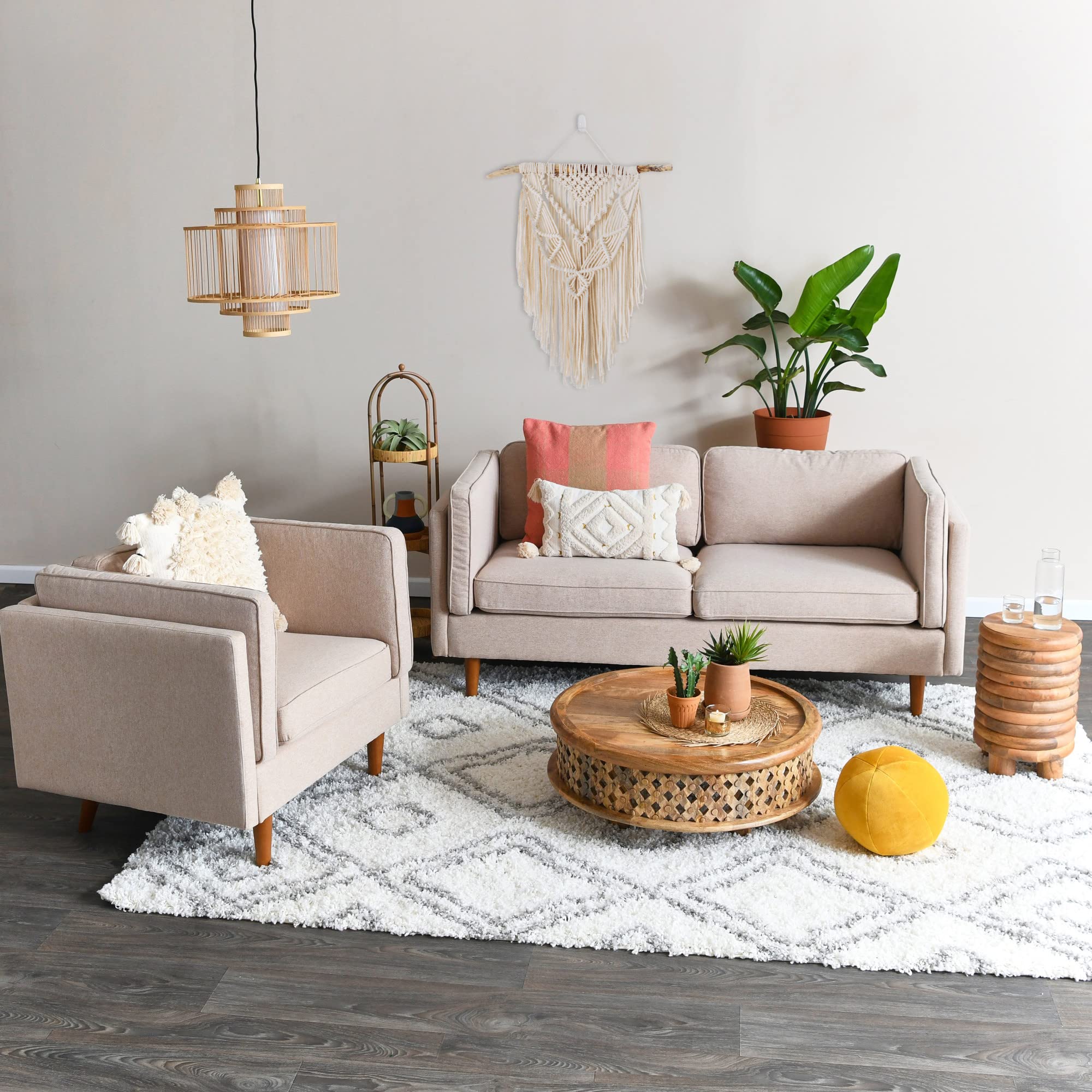 Dossier Vintage-Inspired Solid Wood Flat top for use, Natural Finish Stool/End Table