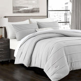 Grey Queen Comforter Set - 3 Pieces Pinch Pleat Bed Set, Down Alternative Bedding Sets