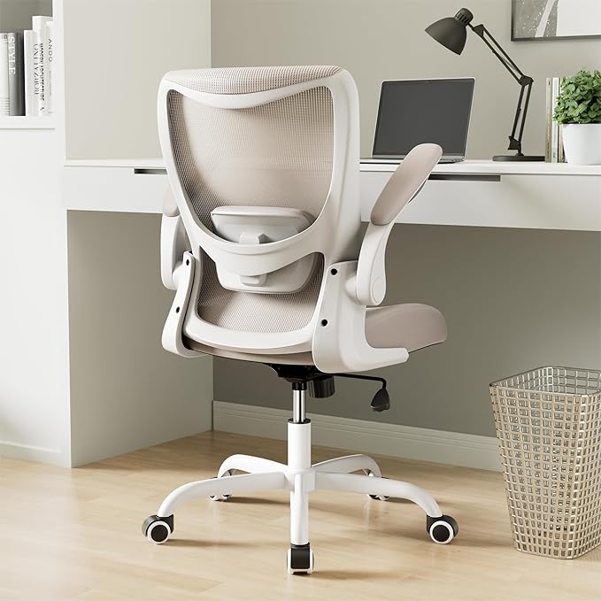 Office Chair, Ergonomic Desk Chair with Adjustable Lumbar Support and Flip up Armrest