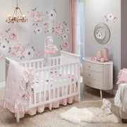 Watercolor/Pink Linen 5-Piece Baby Crib Bedding Set