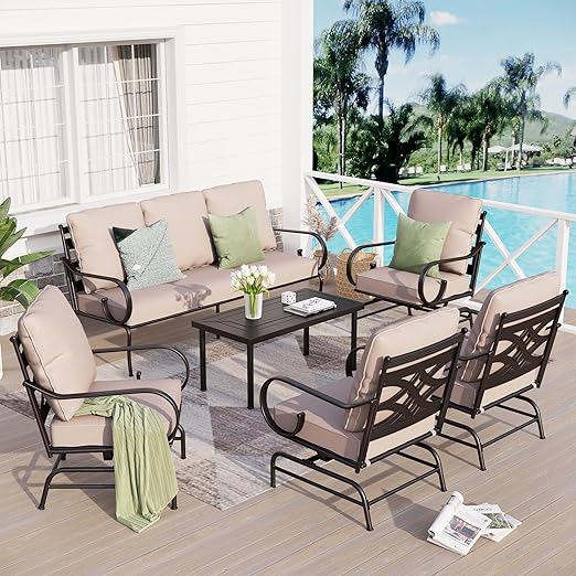 Oversized Patio Furniture Set with Fire Pit Table