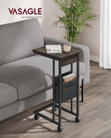 Shaped Side Table, End Table for Small Spaces, for Couch, Sofa, with Fabric Storage Bag