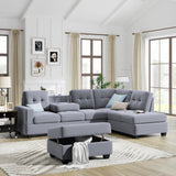 L-Shaped Corner Reversible Sectional Sofa Couch W/Chaise & Storage Ottoman