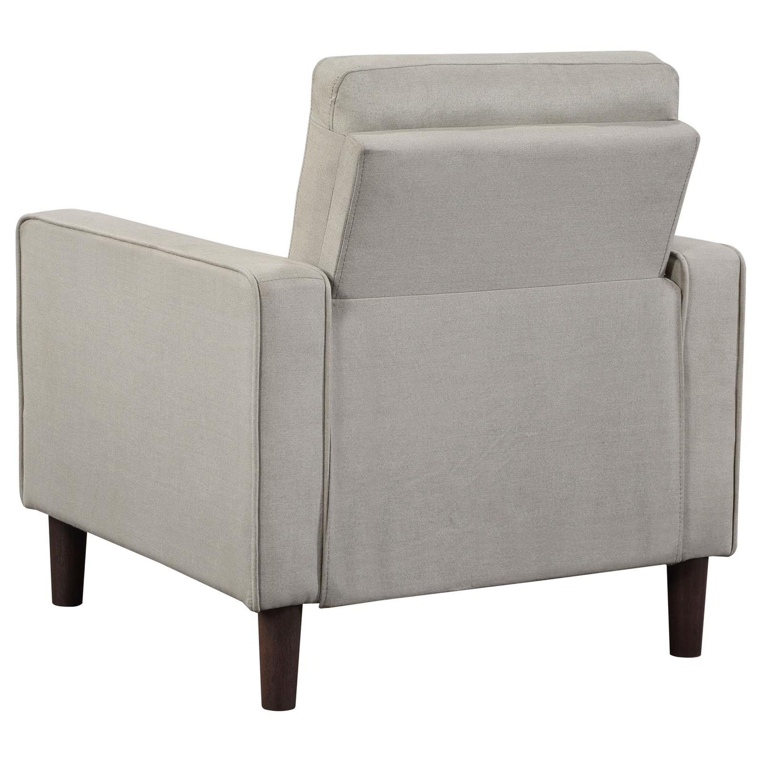 32 in. Bow Grid Tufted Accent Chair with Track Arms & Self Welt Trim Beige & Black