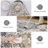 Washable Area Rug 6x9 - Non-Slip Boho Vintage Distressed Low Pile Carpet