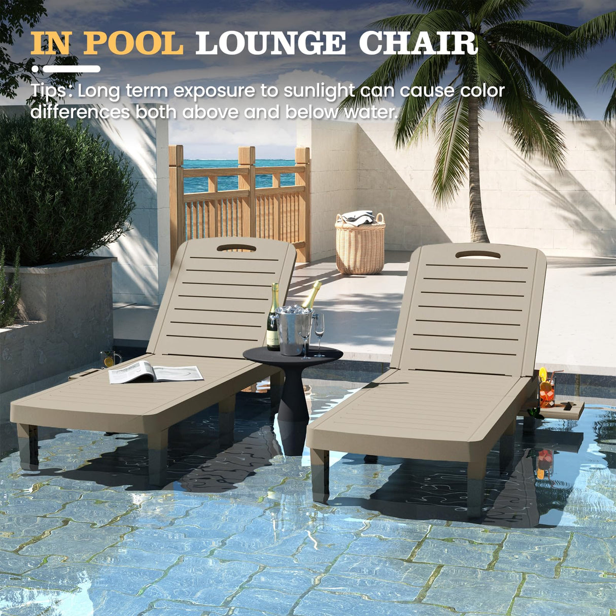 Oversized Outdoor Chaise Lounge Chairs Set of 2，Patio Lounge Chair