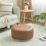 Stuffed Pouf Ottoman, 21x10 Inches Chenille Ottoman with Inflatable PVC Liner