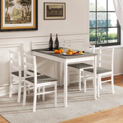 5-Piece Farmhouse Dining Set - Grey Wood Table & Chairs