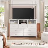 White Dresser TV Stand with Power Outlet TV Stand for Bedroom TV Stands for Living Room