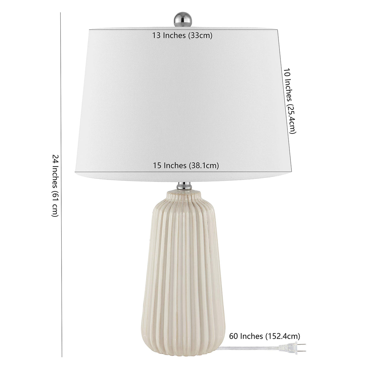 Lighting Collection Sawyer Modern Ivory Ceramic 24-inch Bedroom Living