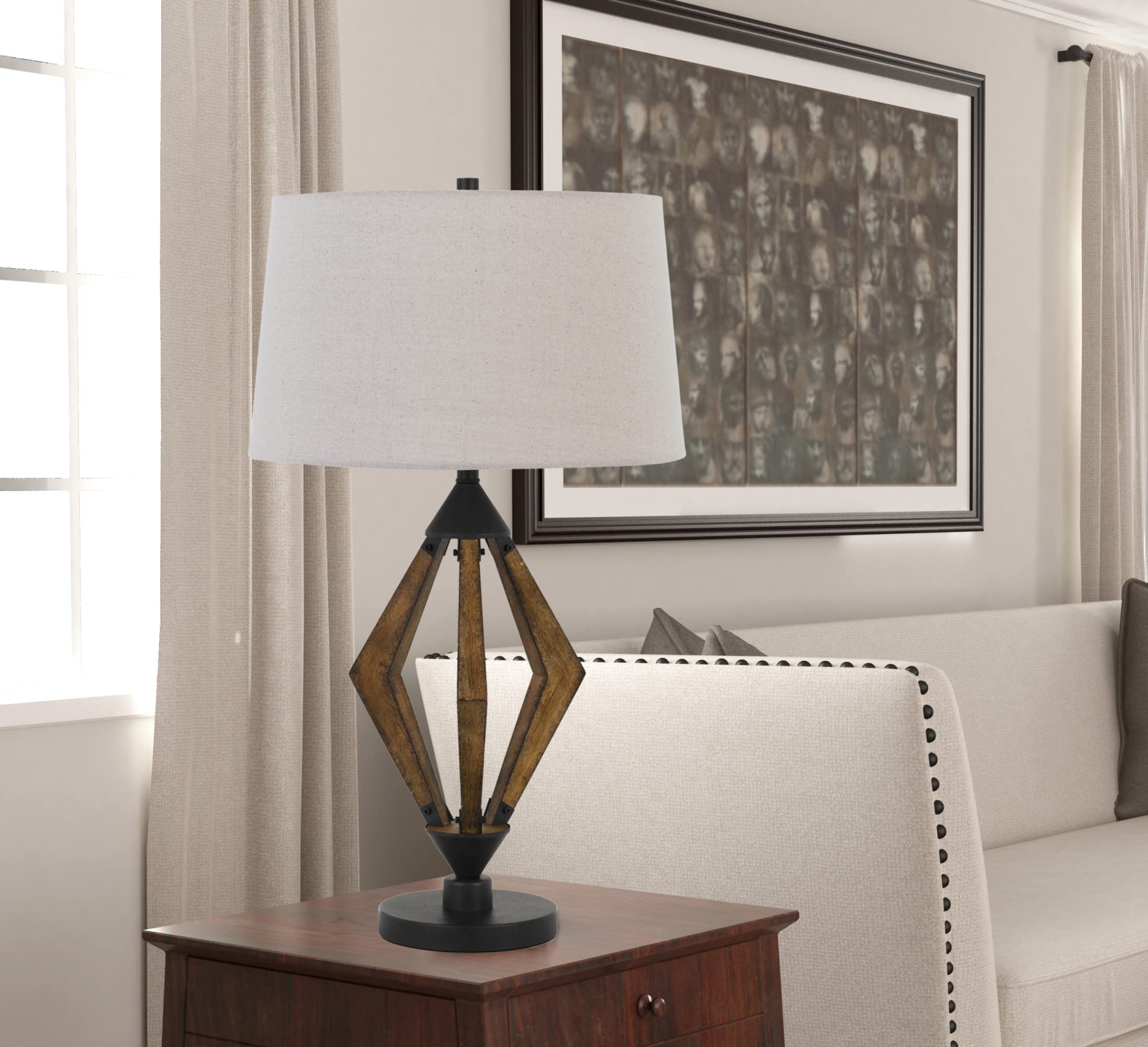 150W 3 Way Metal/Pine Wood Table lamp BO-2856TB