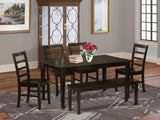CAPF6-CAP-W 6 Piece Dining Table Set Contains a Rectangle Wooden Table and 4 Dining Room