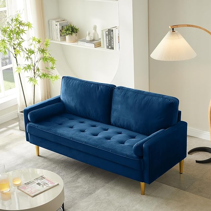 67" Mid Century Modern Loveseat Sofa, 2-Seater Velvet Tufted Love Seat