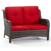 Patio Sofa Wicker 2-Seat Outdoor Couch with Deep Seating, High Back