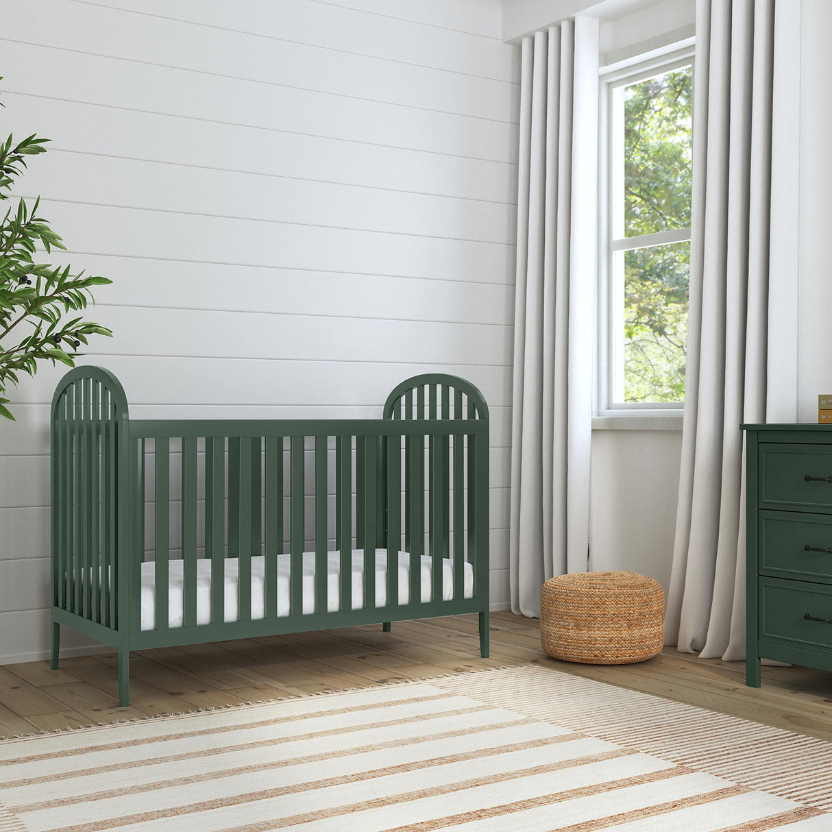 Beau 3-in-1 Convertible Crib in Forest Green, Greenguard Gold Certified