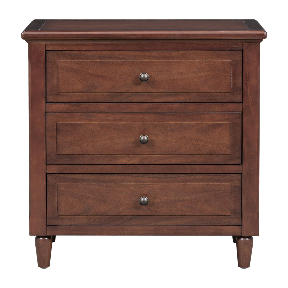 Nightstands with 3 Drawers for Bedroom, Modern Wood Bedside End Table, Walnut