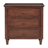 Nightstands with 3 Drawers for Bedroom, Modern Wood Bedside End Table, Walnut