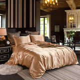 Hotel Pink Duvet Cover King Silk Like Satin Bedding Set