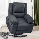 Up Lift Chairs Recliners for Elderly, Electric Recliner Chair with Massage and Heat,2 Side Pockets, and Cup Holders, USB Ports, Fabric (Grey)