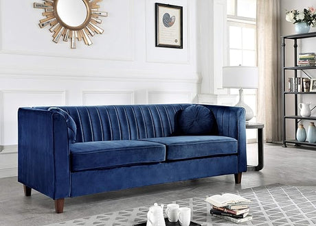 55" Modern Loveseat with Soft-Cushioned Backrest, Piped Details & Tapered Wood Legs