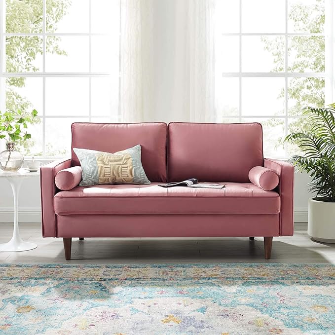 Valour Performance Velvet Loveseat, Pink Valour Performance Velvet Loveseat