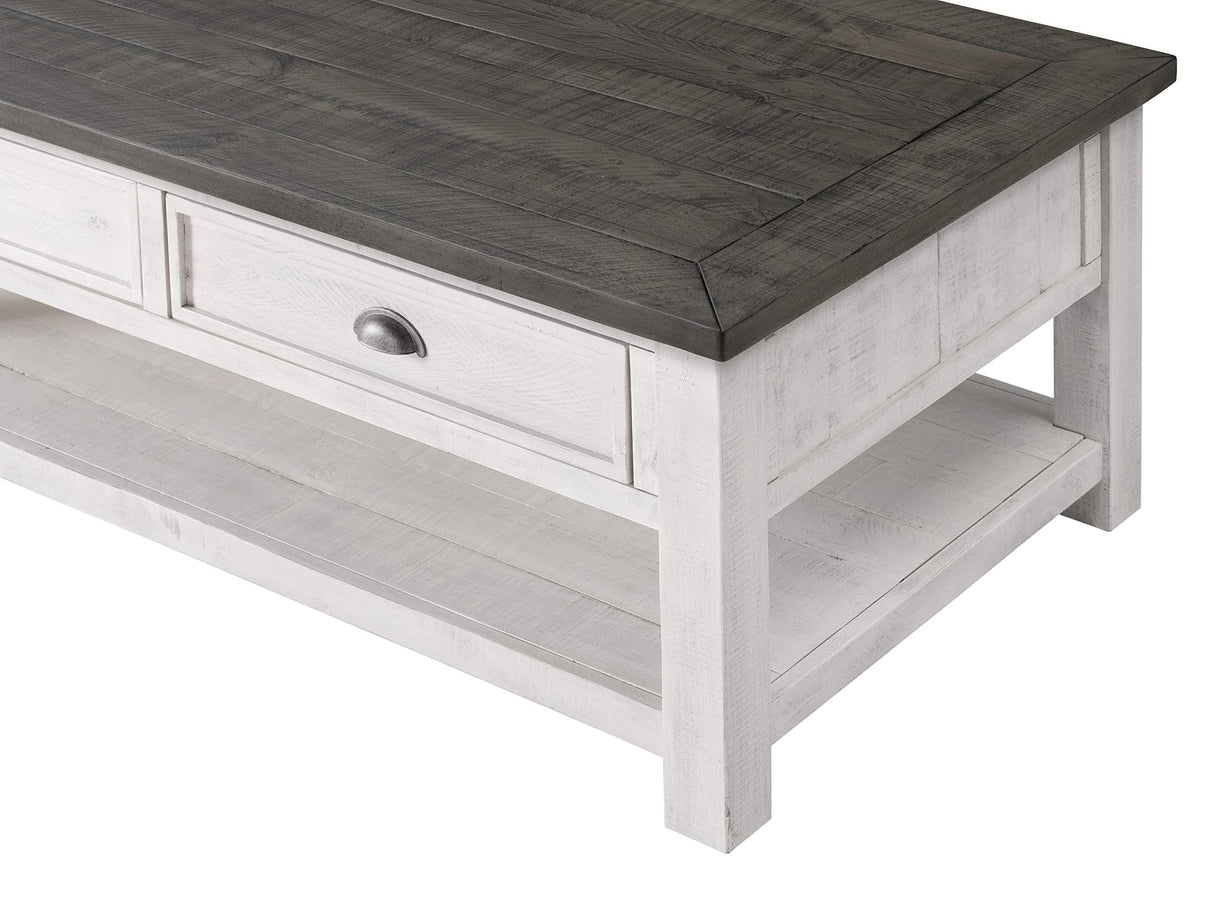 Monterey Solid Wood Coffee Table White with Grey Top