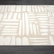 Abani Nuevo Collection Area Rug - Neutral Beige/Cream Abstract Design - 6'x9' - Easy to Clean - Durable for Kids & Pets - Non-Shedding - Medium Pile - Soft Feel - for Living Room, Bedroom & Office