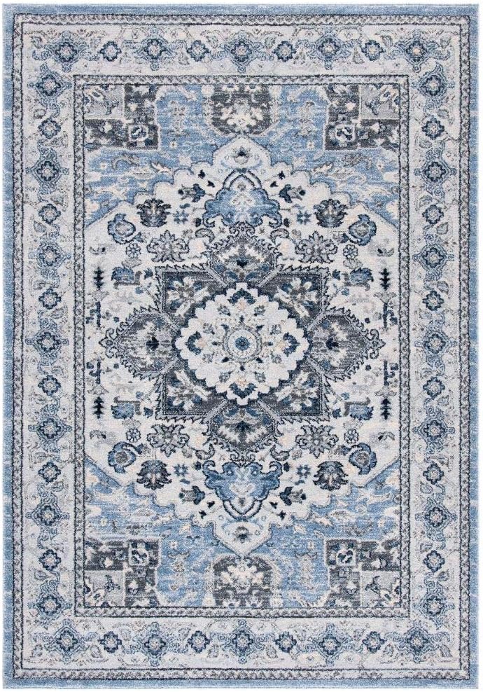 SAFAVIEH Charleston Collection Area Rug - 8' x 10', Blue & Grey, Oriental Medallion Design, Non-Shedding & Easy Care, Ideal for High Traffic Areas in Living Room, Bedroom (CHL431M)