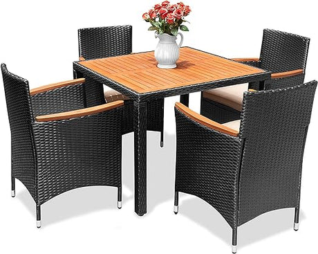 Patio Dining Set Outdoor Acacia Wood Table and Chairs