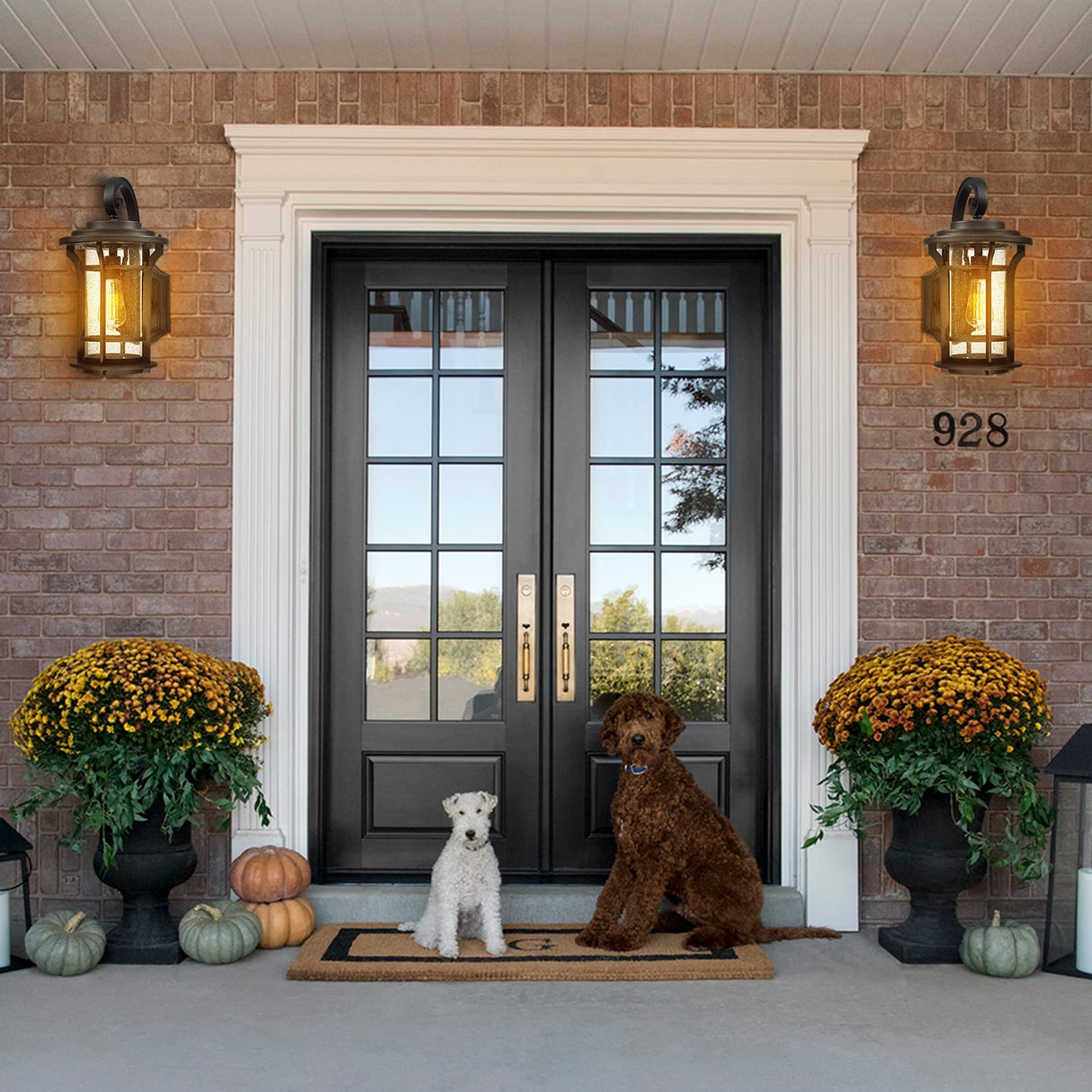 18‘’ Outdoor Exterior Wall Lantern Sconce Modern Farmhouse Wall Fixtures Lantern