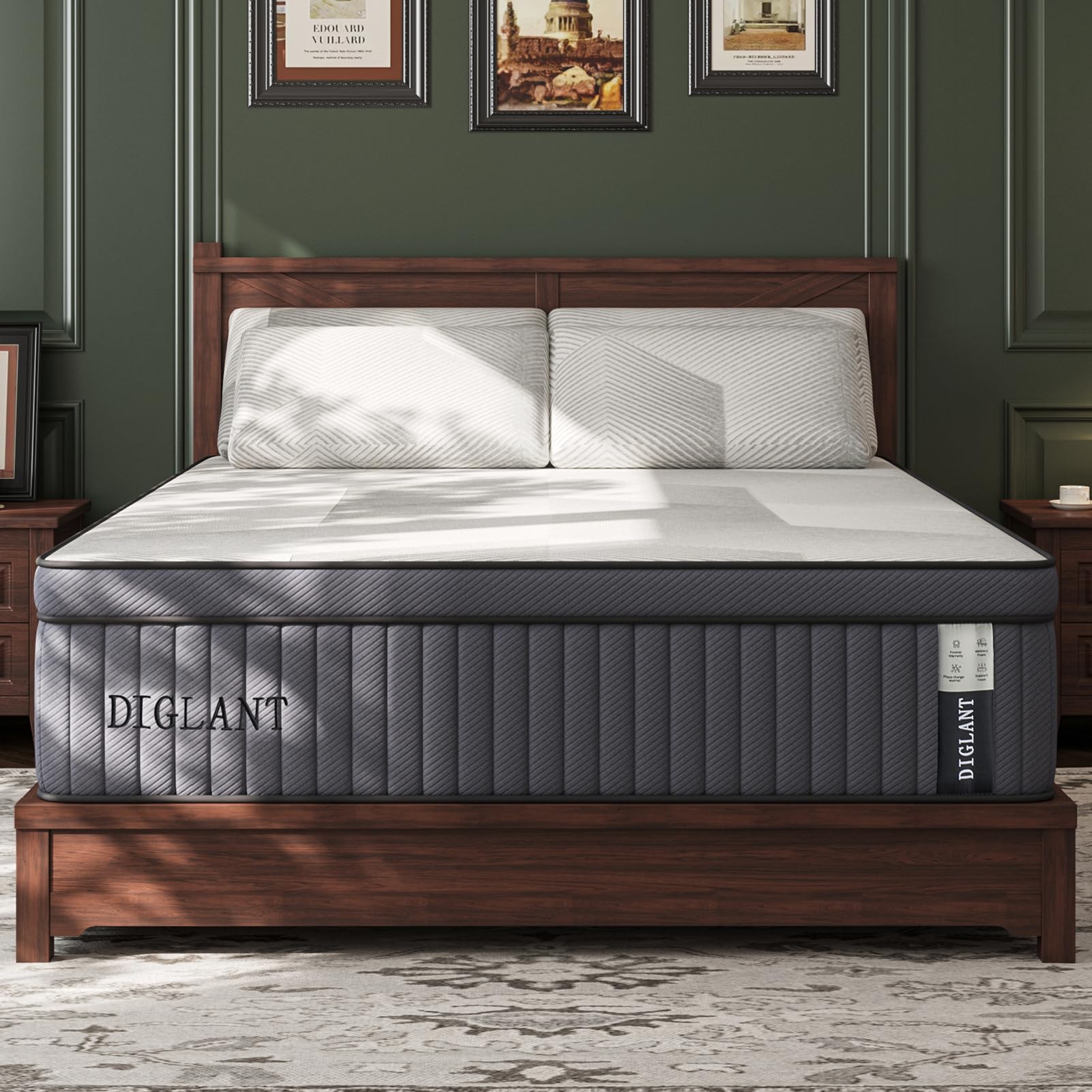 Queen Mattress, 14Inch Euro Top Hybrid Memory Foam Mattress with Pocket Springs