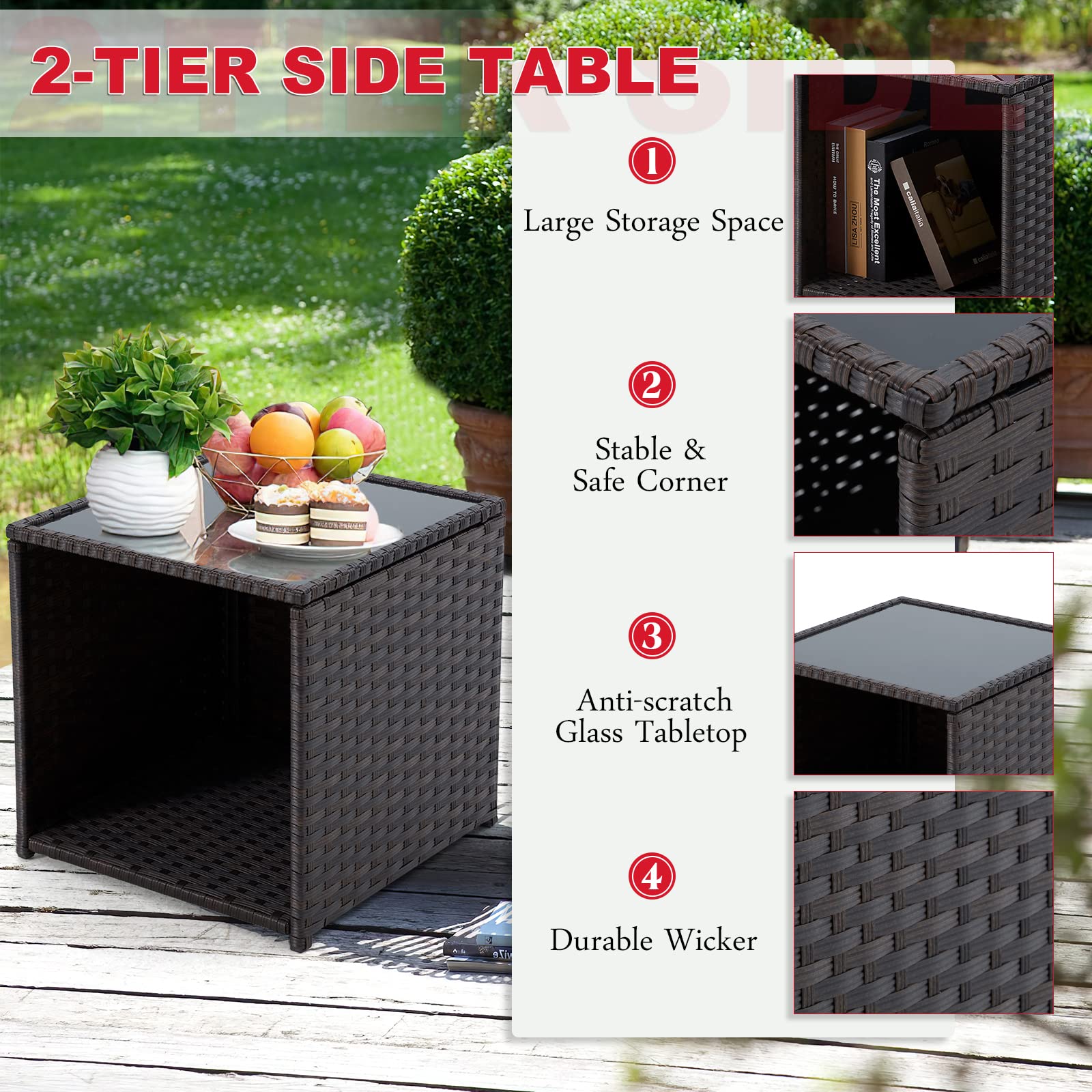Patio Furniture Set 5-Pieces Outdoor Sectional Wicker Sofa