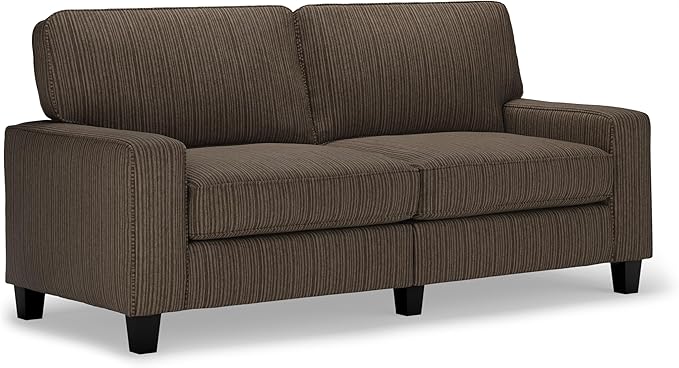 Palisades 73" Track Arm Sofa, Easy Care Polyester, Soft Pillow Back, Pocket Coil Seat Cushions, Removable Covers, Loveseat or Couch for Small Spaces, Living Rooms or Bedrooms, Light Gray