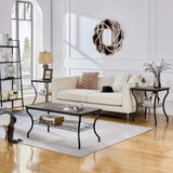 3 Pieces Living Room Sets Coffee and End Tables with Open Storage Shelves